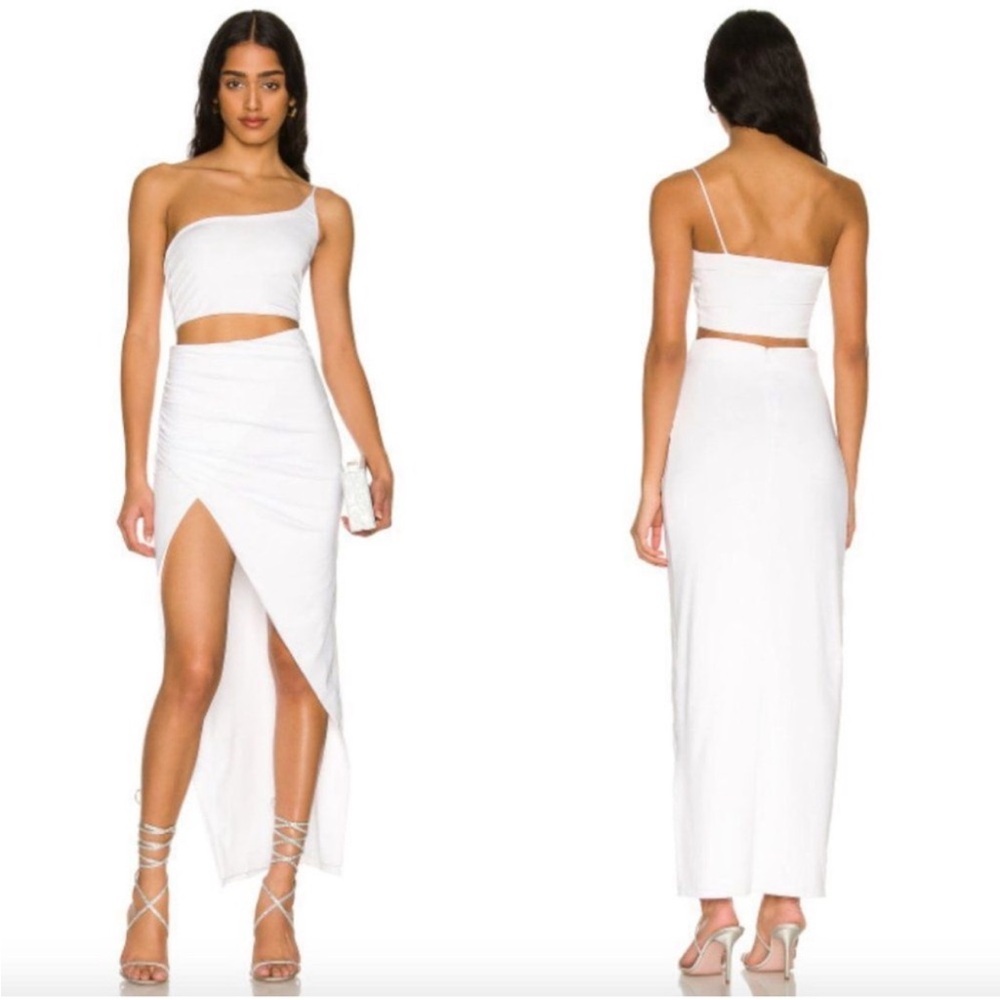 White One-Shoulder top and skirt